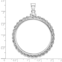 Sterling Silver 39.4 x 3.1mm 1 oz. Screw Top Coin Rope Pol Bezel Pendant