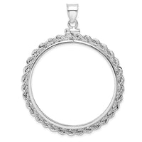 Sterling Silver 39.4 x 3.1mm 1 oz. Screw Top Coin Rope Pol Bezel Pendant