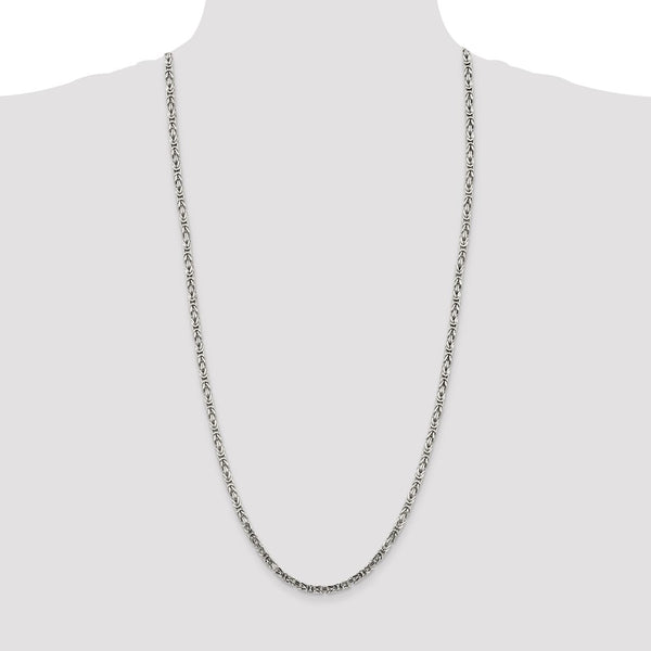 Sterling Silver 3.25mm Byzantine Chain