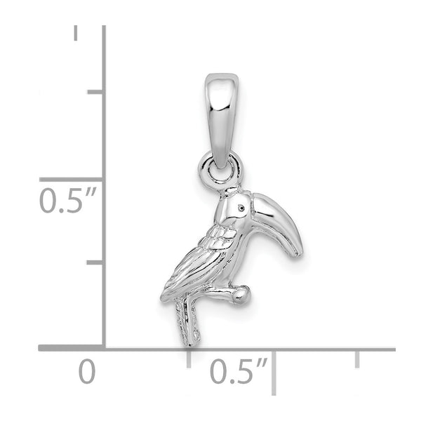 Sterling Silver Polished 3D Toucan Bird Pendant