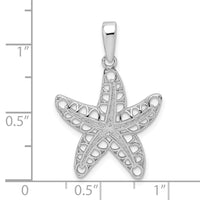 Sterling Silver Rhodium-plated Polished Cut-out Starfish Pendant
