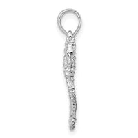 Sterling Silver Rhodium-plated Polished/Textured 3D Sea Horse Pendant