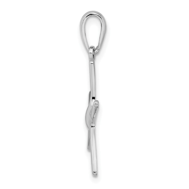 Sterling Silver Rhodium-plated Polished Starfish Pendant