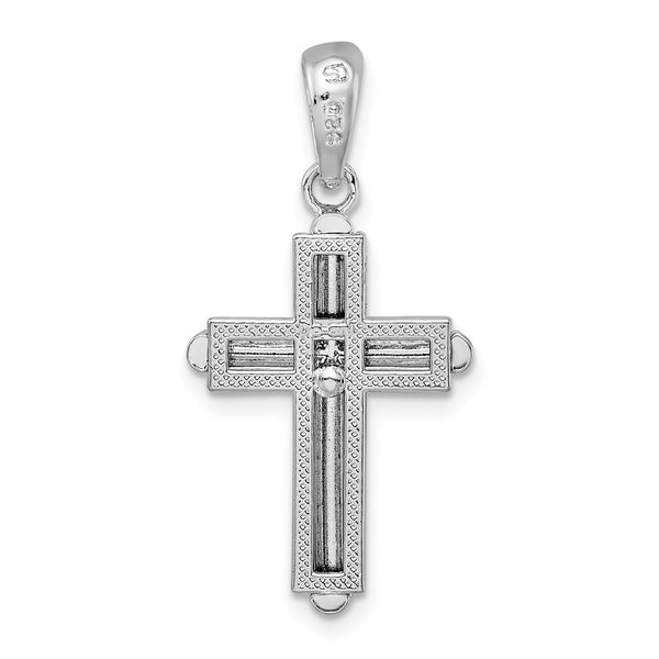 Sterling Silver Rounded Cross w/Frame Pendant