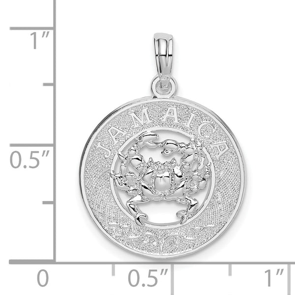 Sterling Silver Rhodium-plated Jamaica Round Circle w/Crab Pendant