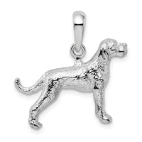Sterling Silver Rhodium-plated Textured 3D English Pointer Dog Pendant