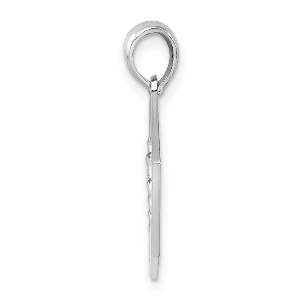 Sterling Silver Rhod-plated Polished Caduceus Hexagon Disc Pendant