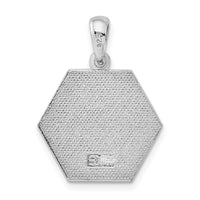 Sterling Silver Rhod-plated Polished Caduceus Hexagon Disc Pendant