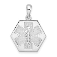Sterling Silver Rhod-plated Polished Caduceus Hexagon Disc Pendant