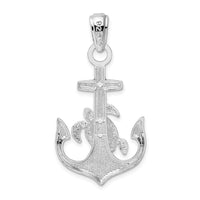 Sterling Silver Rhodium-plated Polished Anchor w/Sea Turtle Pendant