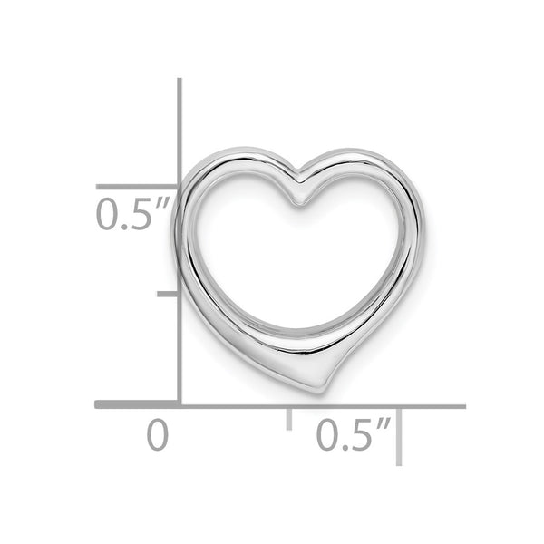 Sterling Silver Polished 3D Solid Floating Heart Pendant