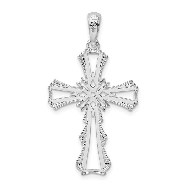 Sterling Silver Rhodium-plated Polished X-Center Cut-out Cross Pendant