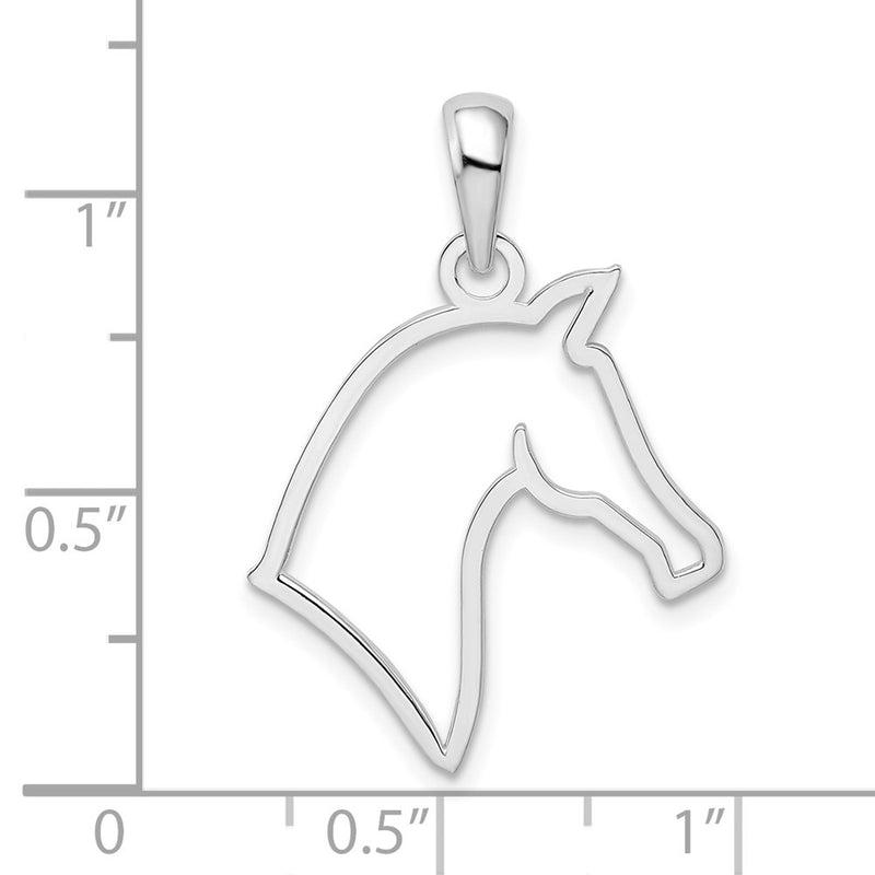 Sterling Silver Rhodium-plated Polished Cut-out Horse Head Pendant