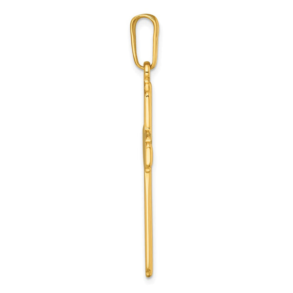 Sterling Silver Gold-tone Polished and Grooved Cross Pendant