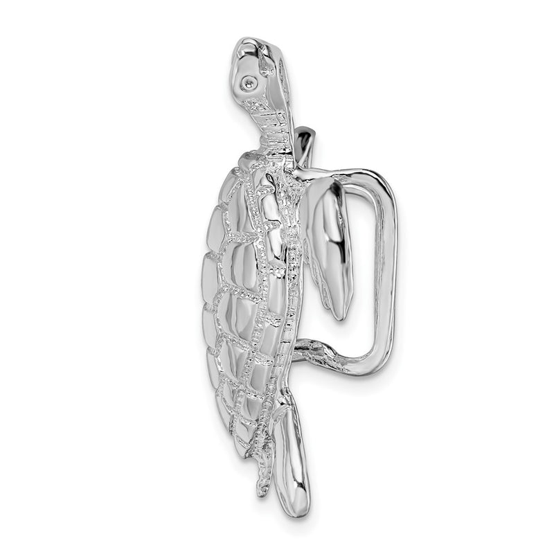 Sterling Silver Rhodium-plated Polished Sea Turtle Slide