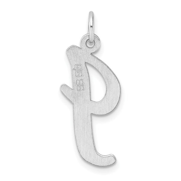 Large Sterling Silver Rhodium-plated Script Letter I Initial Charm