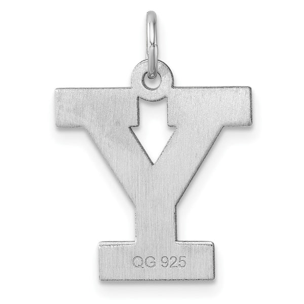 Large Sterling Silver Rhodium-plated Block Letter Y Initial Charm