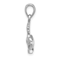 Sterling Silver Rhodium-Plated Polished Crown w/Cross Pendant