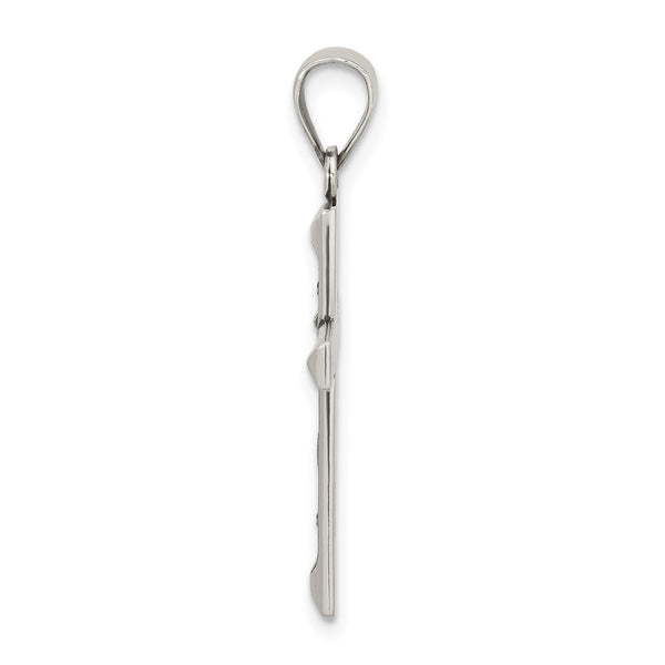 Sterling Silver Antiqued Solid Textured Cross Pendant