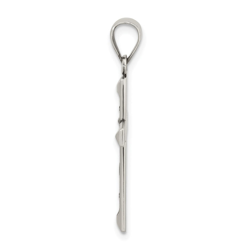 Sterling Silver Antiqued Solid Textured Cross Pendant
