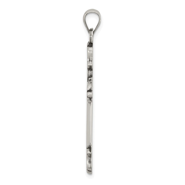 Sterling Silver Antiqued Budded Cross Pendant