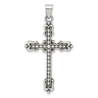 Sterling Silver Antiqued Budded Cross Pendant