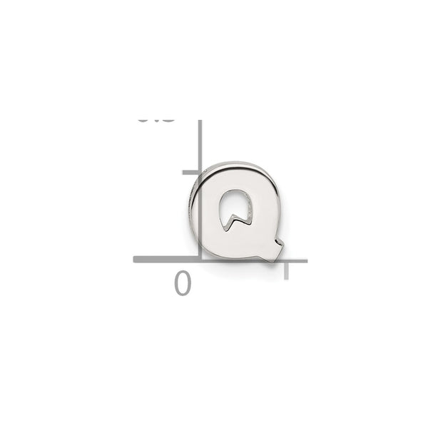 Sterling Silver E-coated Letter Q Slide Charm