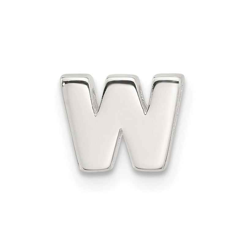 Sterling Silver E-coated Letter W Slide Charm