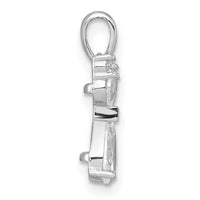 Sterling Silver Rhodium-plated White CZ Cat Pendant