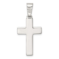 Sterling Silver Polished and Grooved Cross Pendant