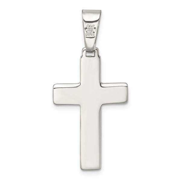 Sterling Silver Polished and Grooved Cross Pendant