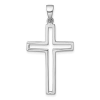 Sterling Silver Rhodium-plated Polished Cutout Cross Pendant
