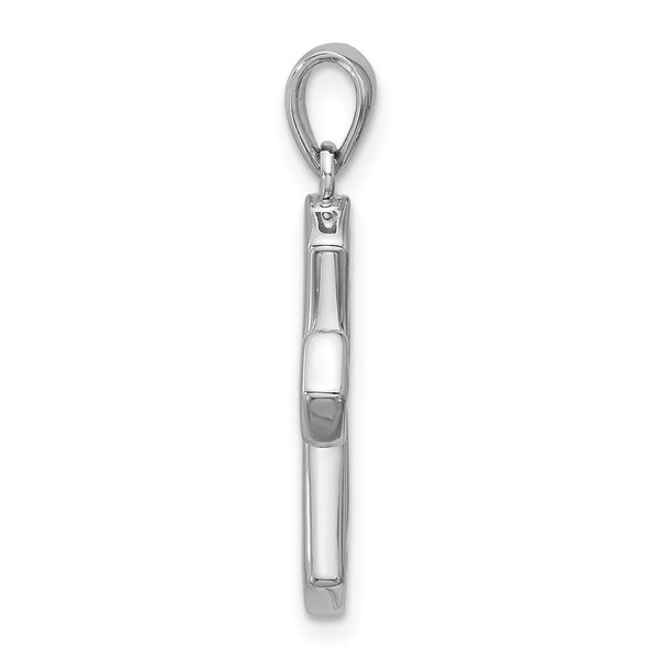 Sterling Silver Rhodium-plated Black Enamel Cross Pendant