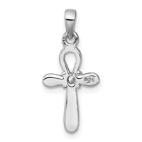 Sterling Silver Rhodium-plated Polished CZ Ankh Cross Pendant