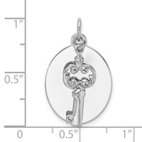 Sterling Silver Rhodium-plated key Charm
