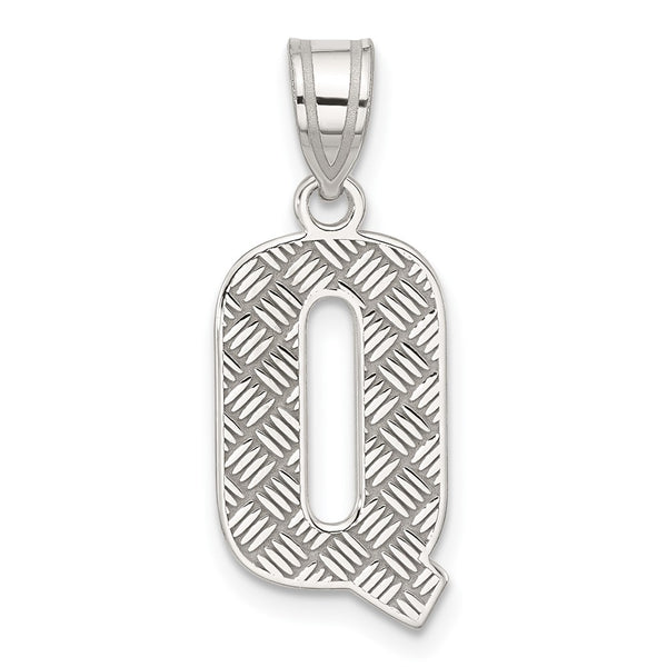 Sterling Silver Rhodium-plated Letter Q Initial Pendant
