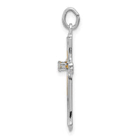 Sterling Silver Platinum-plated & Vermeil CZ Cross Pendant