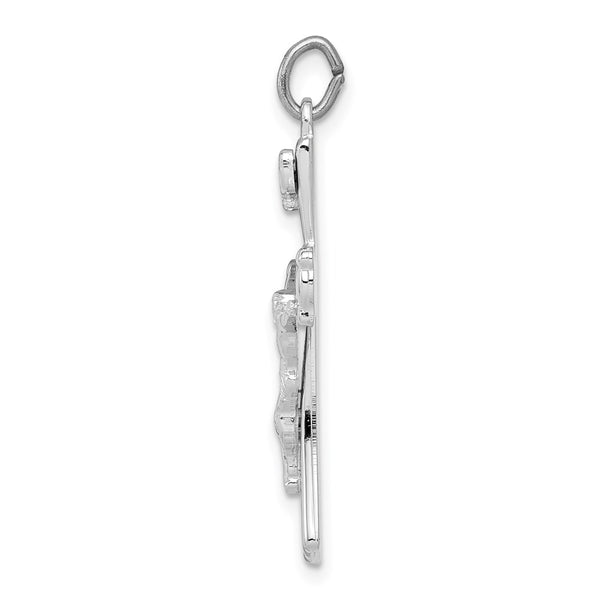 Sterling Silver Platinum-plated INRI Crucifix Pendant