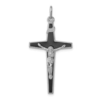 Sterling Silver Platinum-plated Enameled Crucifix Pendant