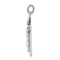 Sterling Silver Platinum-plated Enameled Crucifix Charm
