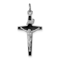 Sterling Silver Platinum-plated Enameled Crucifix Charm
