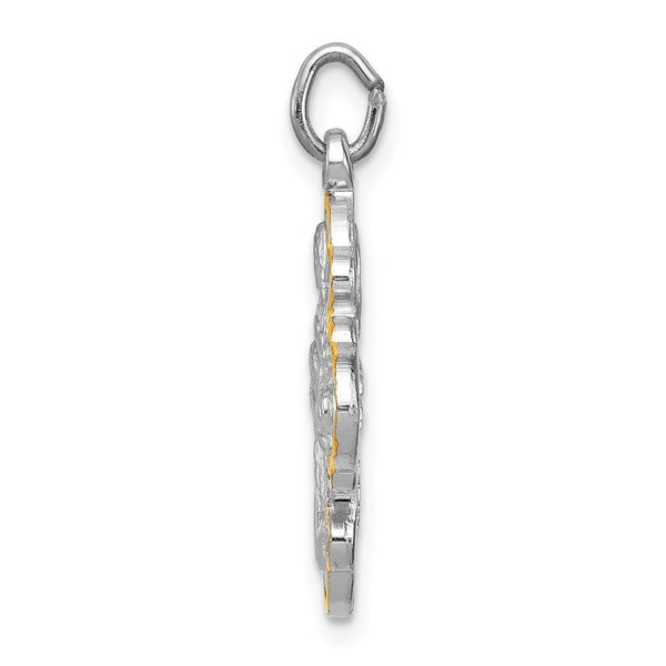 Sterling Silver Platinum-plated & Vermeil 4-way Medal