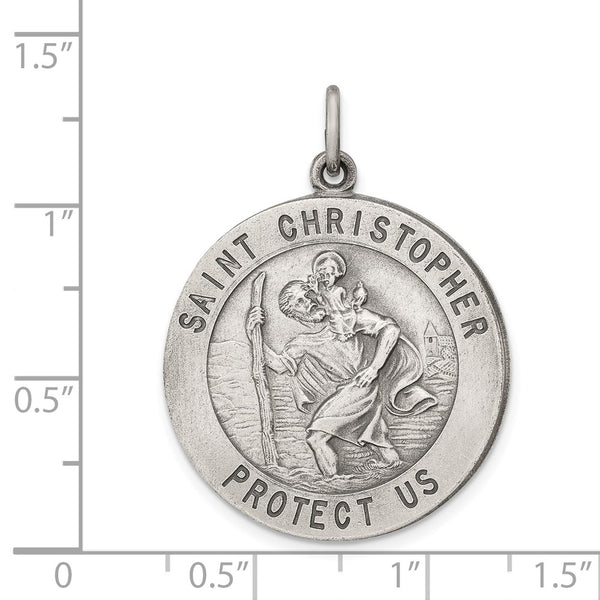 Sterling Silver Antiqued St. Christopher Medal