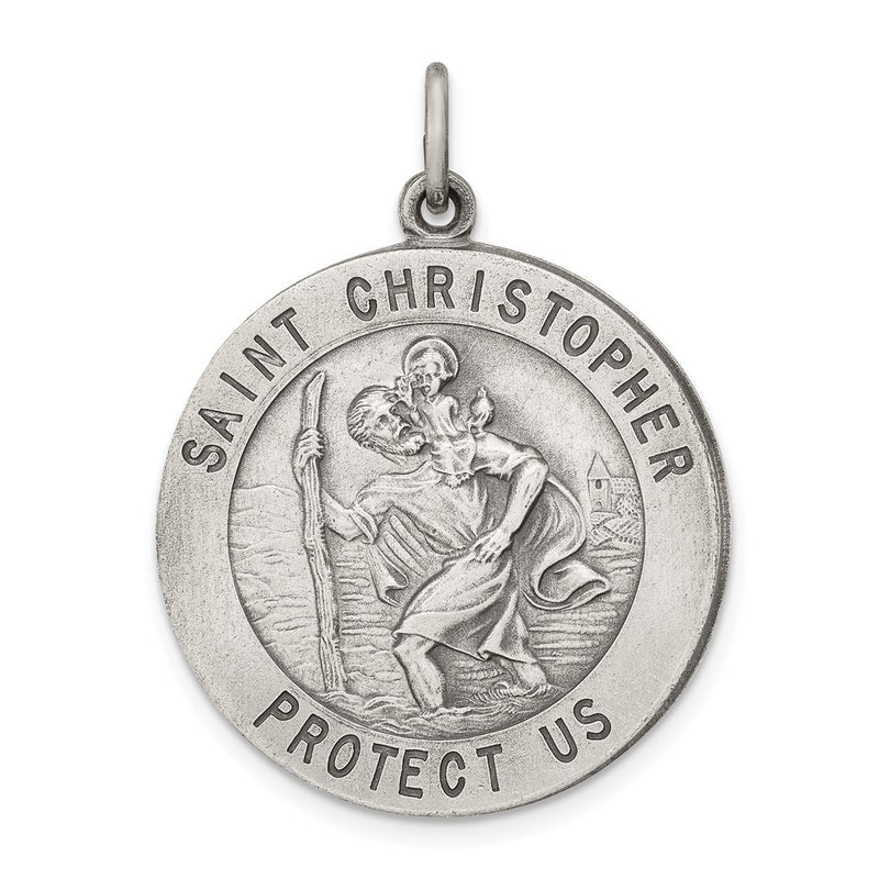 Sterling Silver Antiqued St. Christopher Medal