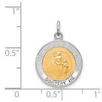 Sterling Silver Platinum-plated & Vermeil Guardian Angel Medal