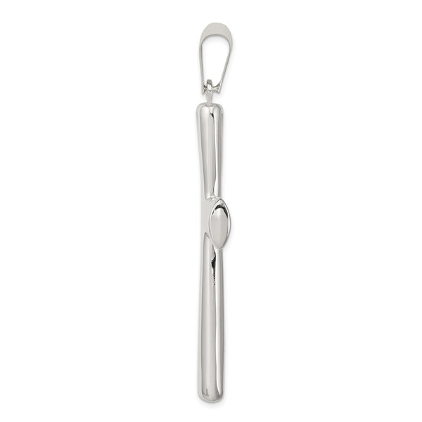 Sterling Silver Rhodium-plated Hollow Cross Pendant