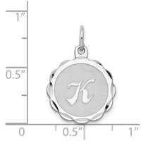 Sterling Silver/Rhodium-plated Brocaded Letter K Initial Pendant