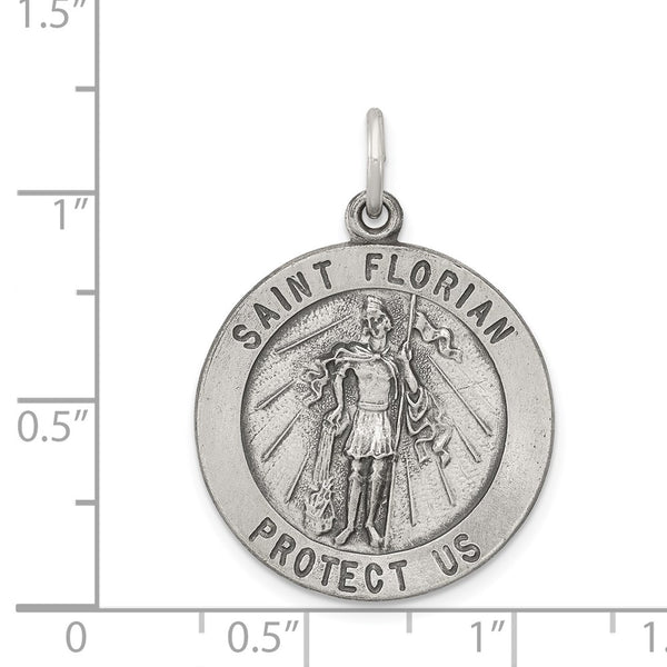 Sterling Silver Antiqued Saint Florian Medal