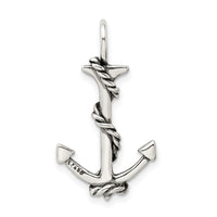Sterling Silver 3D Antiqued Anchor and Rope Pendant