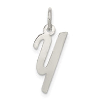 Sterling Silver Rhodium-plated Small Script Letter Y Initial Charm